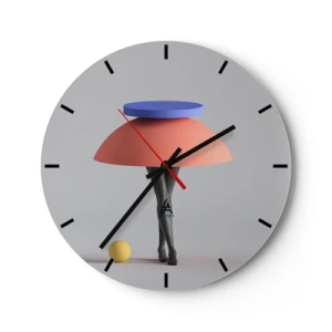 Wall clock - Clock on glass - Surrealistic Composition - 40x40 cm