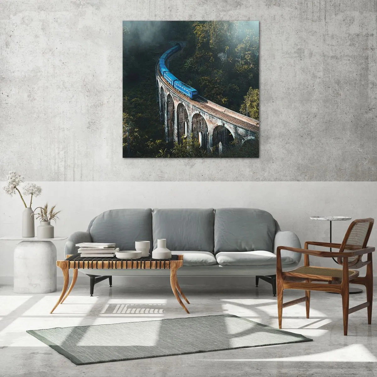 Glass picture - Train through Nature - 50x50 cm