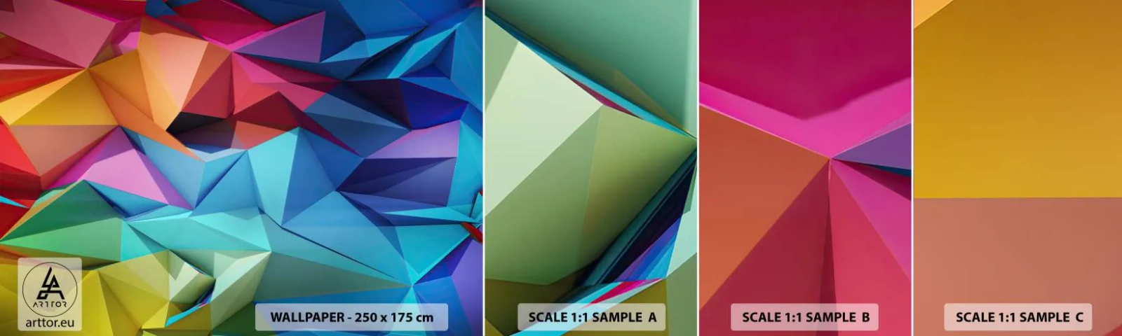 Photo Wallpaper Sample Standard Eco - Rainbow Origami - Abstraction, 3D, Graphics - 100x30 cm