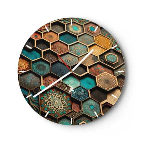 Wall clock - Clock on glass - Arabic Ornaments - Variation - 40x40 cm