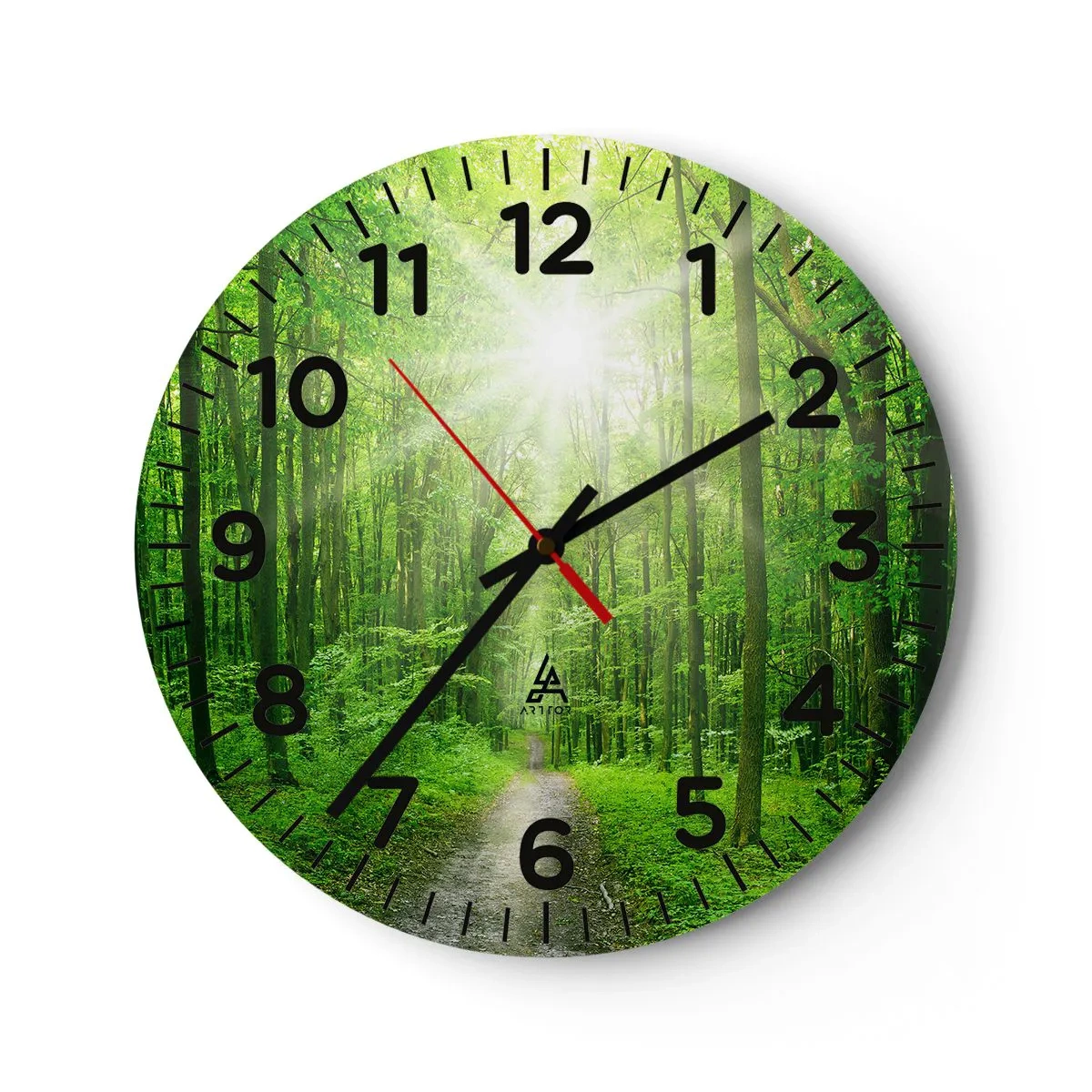 Wall clock - Clock on glass - Green Cathedral - 40x40 cm