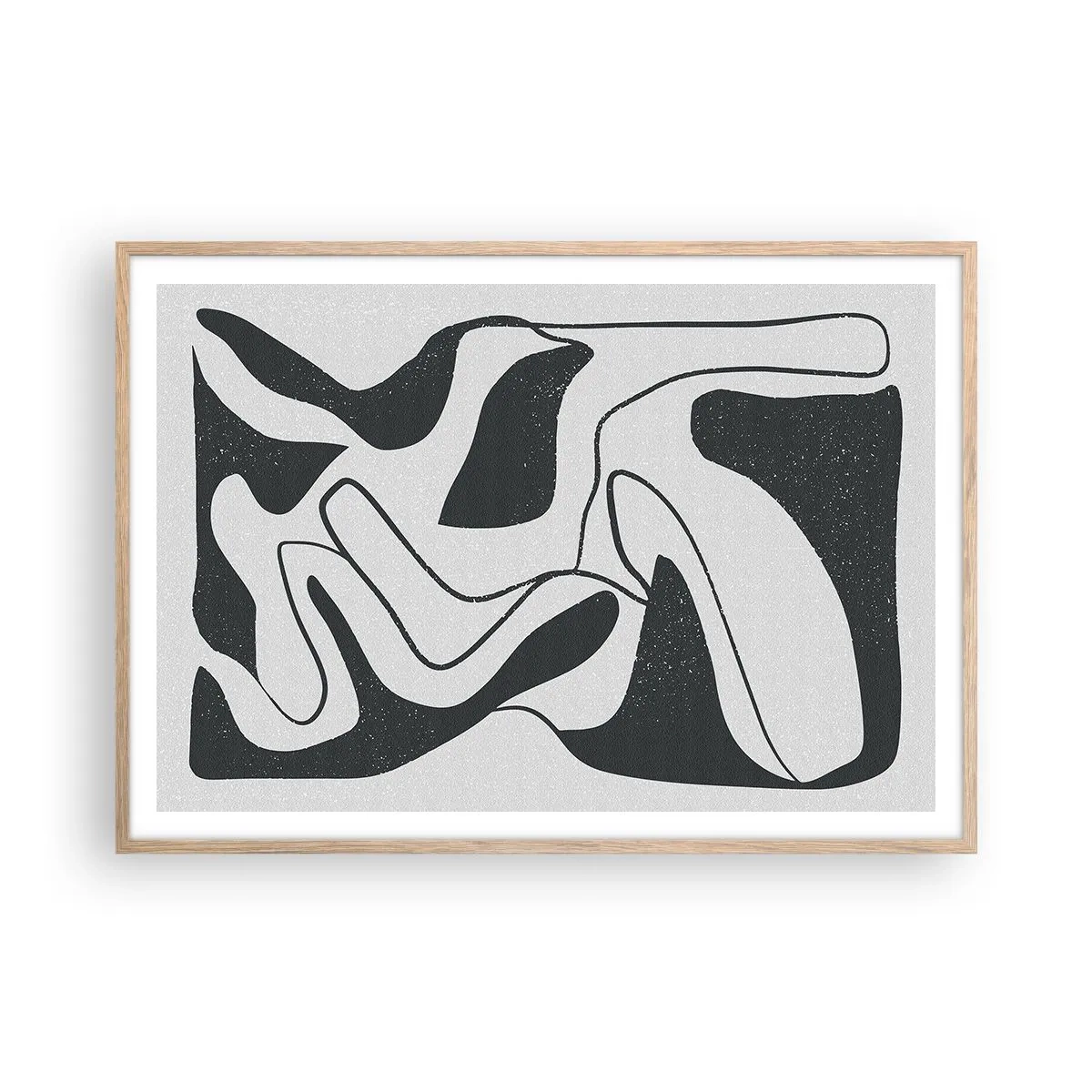 Poster in light oak frame - Abstract Fun in a Maze - 100x70 cm