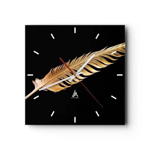 Wall clock - Clock on glass - High-Class Feather - 30x30 cm