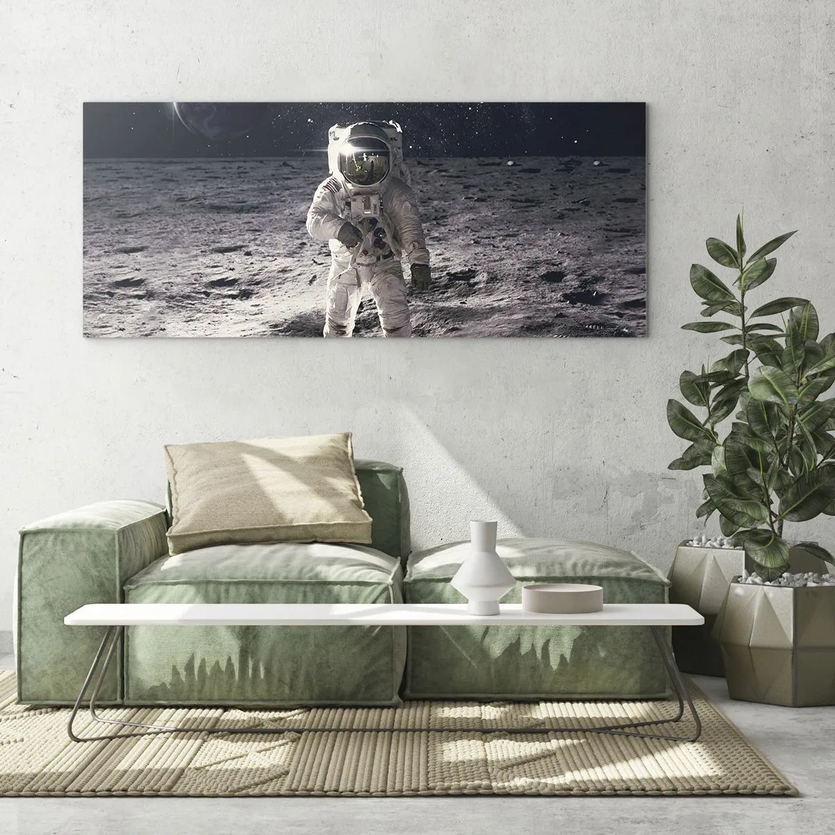 Glass picture - Greetings from the Moon - 100x40 cm