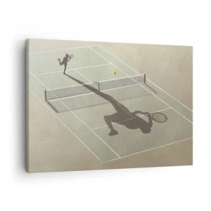Canvas picture - The shadow of a tennis player on the court during a tennis game - 70x50cm - Overcoming Yourself - Modern wall decoration for the living room and bedroom ARTTOR