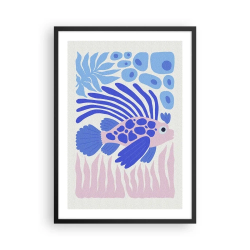 Poster in black frame - Stylized exotic fish in an underwater setting - 50x70cm - In His Element - Modern wall decoration for the living room and bedroom ARTTOR
