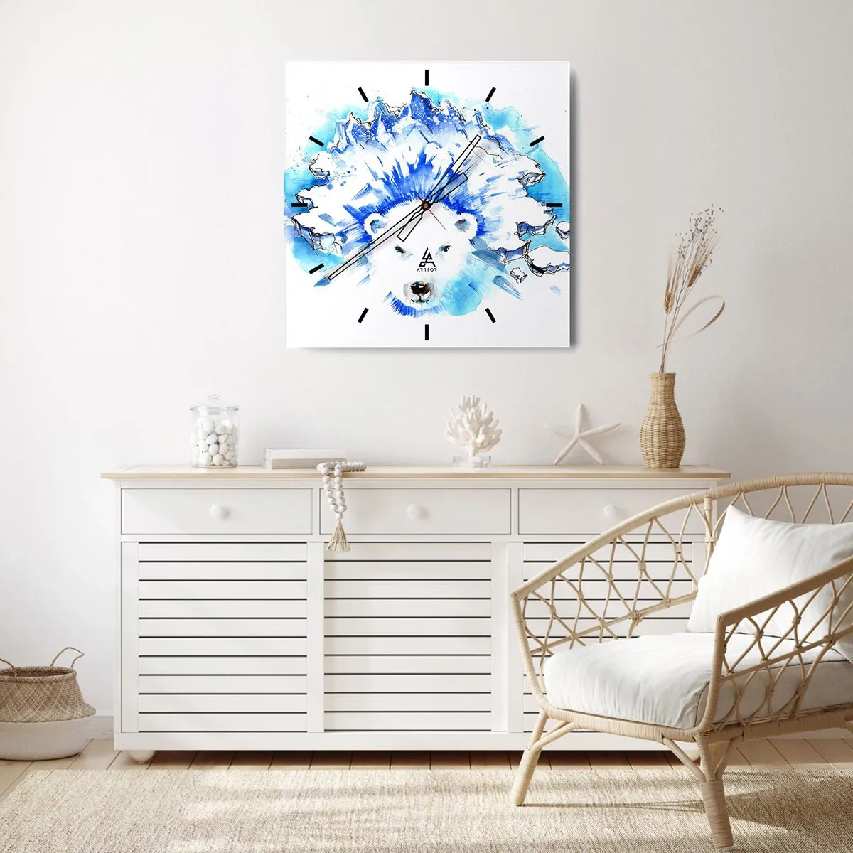 Wall clock - Clock on glass - King of Arctica in Icy Crown - 30x30 cm