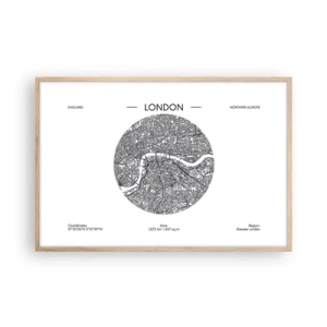 Poster in light oak frame - Anatomy of London - 91x61 cm