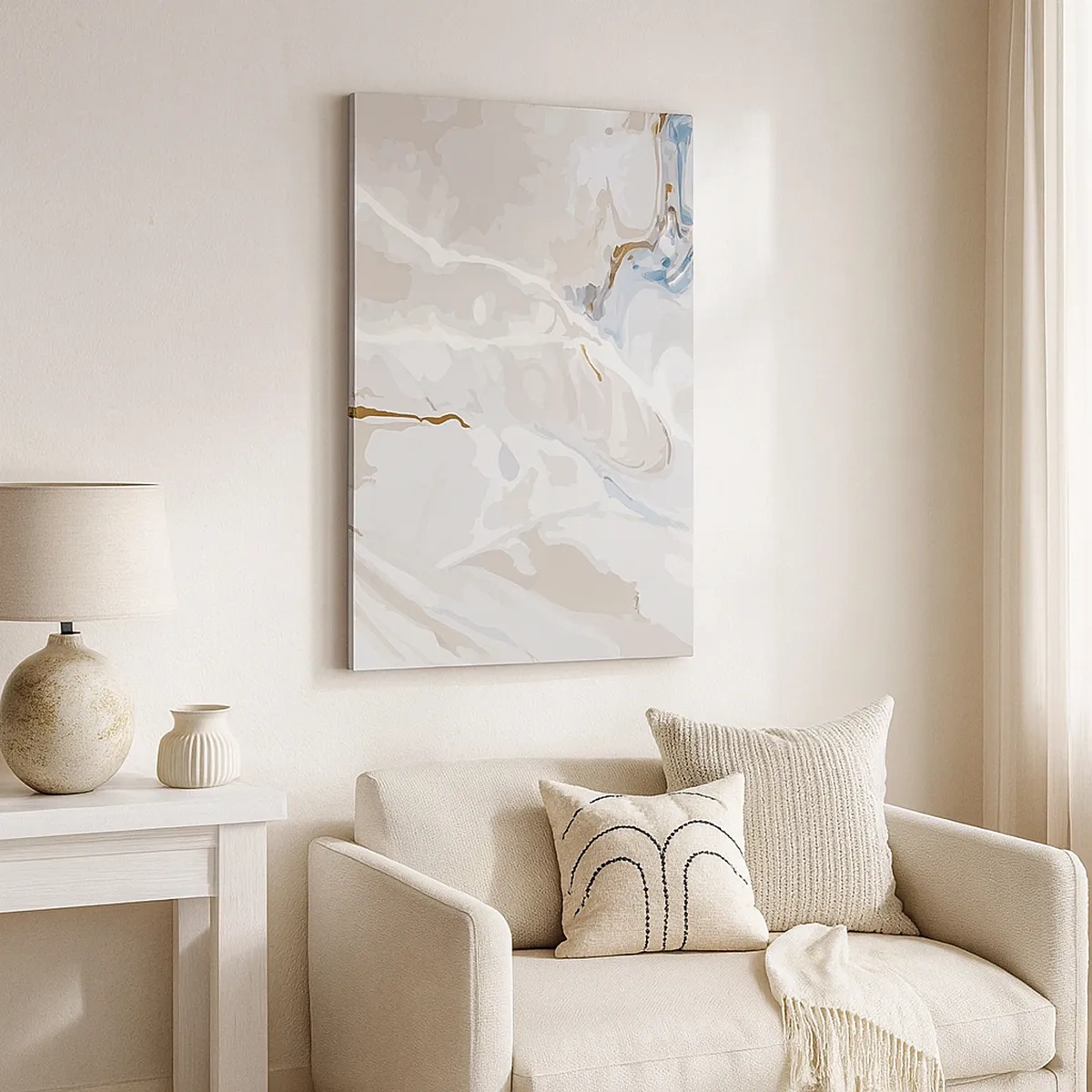 Canvas picture - Blue Meanders under White - 50x70 cm