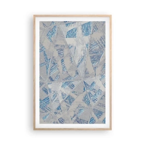 Poster in light oak frame - In Blue and Grey Maze - 61x91 cm