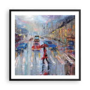 Poster in black frame - Rainy Afternoon in a City - 60x60 cm