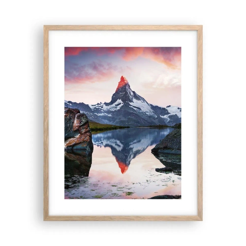 Poster in light oak frame - Heart of the Mountains Is Hot - 40x50 cm