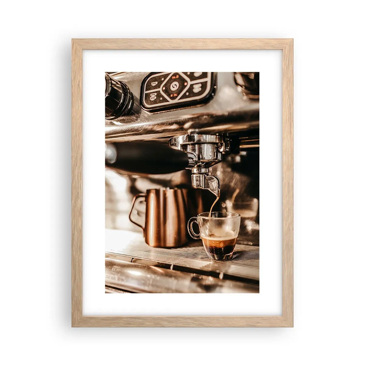 Poster in light oak frame - Glow of a Coffee - 30x40 cm