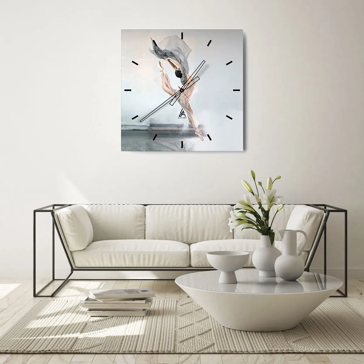 Wall clock - Clock on glass - In Dancing Exaltation - 40x40 cm