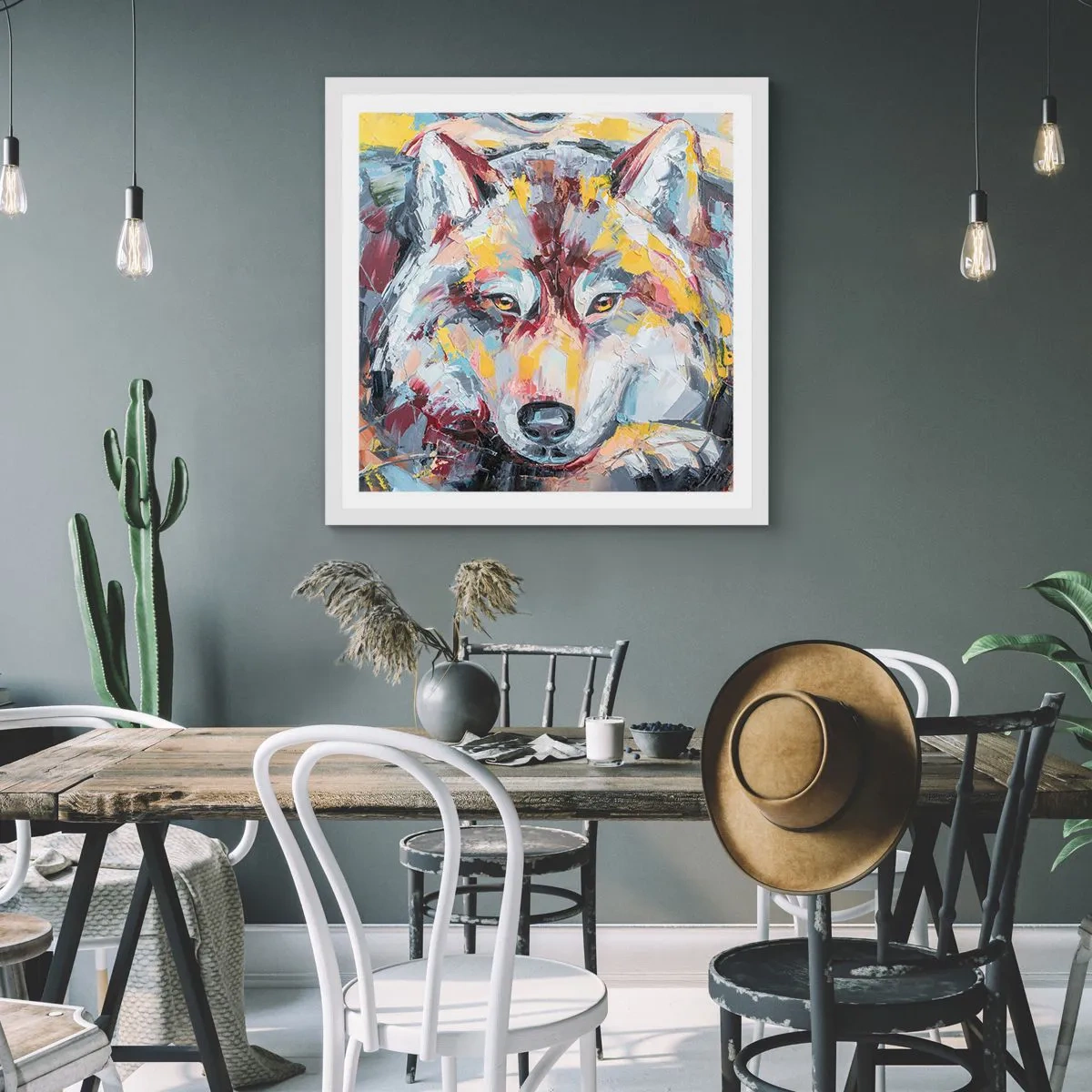 Poster in white frmae - Wolf Eyes - 40x40 cm
