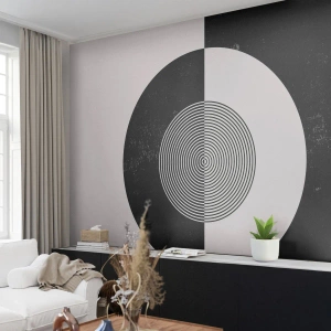 Custom Wallpaper Premium Canvas - Harmony in Black and White - Abstraction, Piece, Black and white