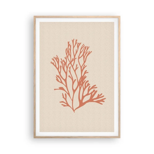 Poster in light oak frame - Coral Filigree - 70x100 cm