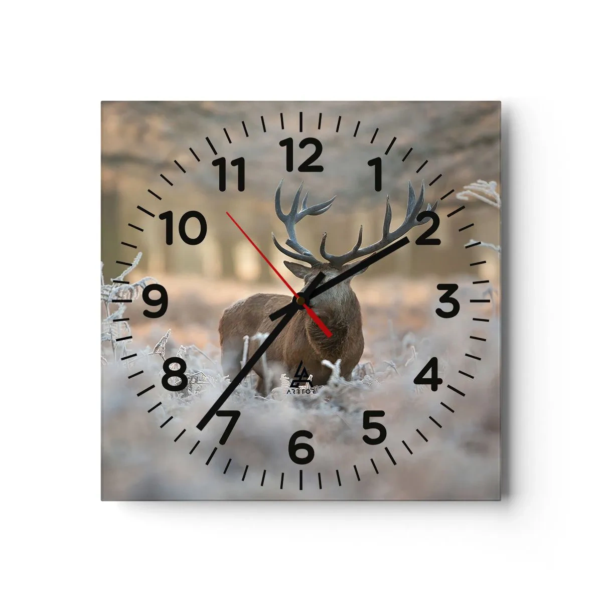 Wall clock - Clock on glass - Chilly Morning - 40x40 cm