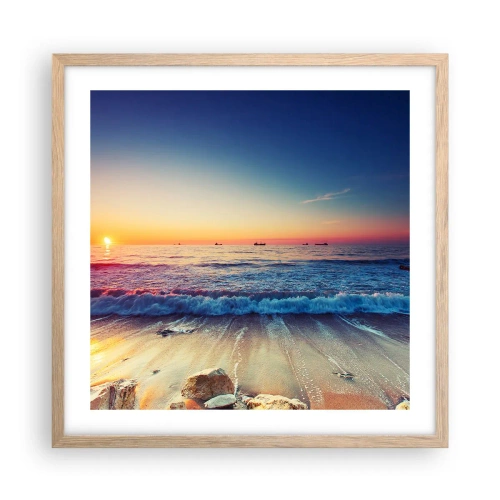 Poster in light oak frame - What Is behind the Horizon? - 50x50 cm
