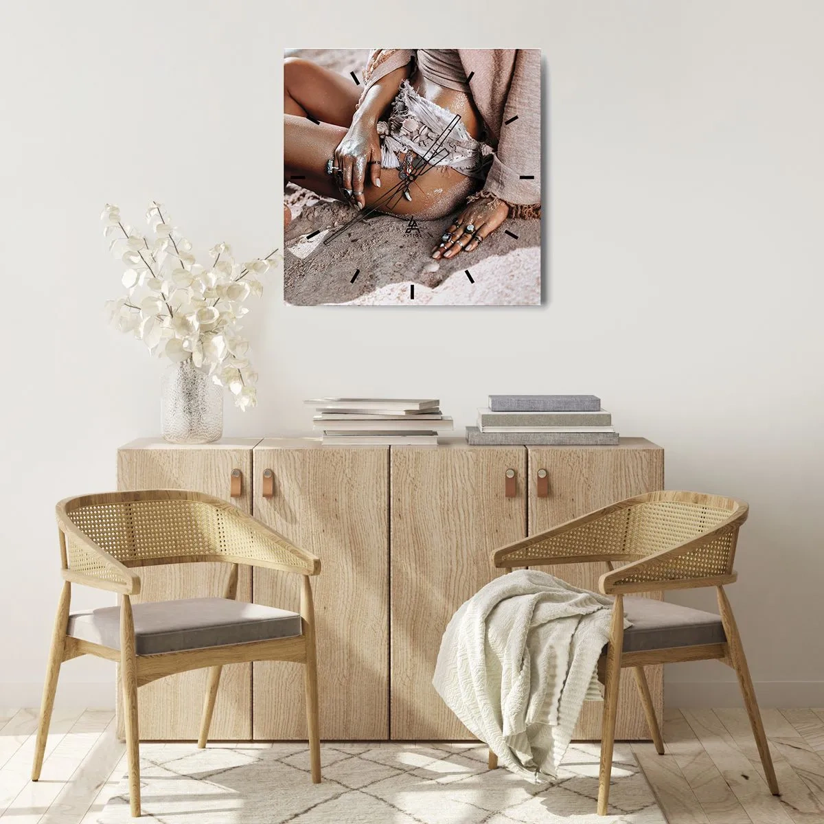 Wall clock - Clock on glass - Thrown Out by the Waves - 30x30 cm