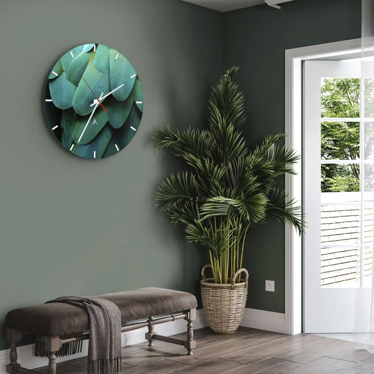 Wall clock - Clock on glass - Precision of Parrot Nature - 40x40 cm