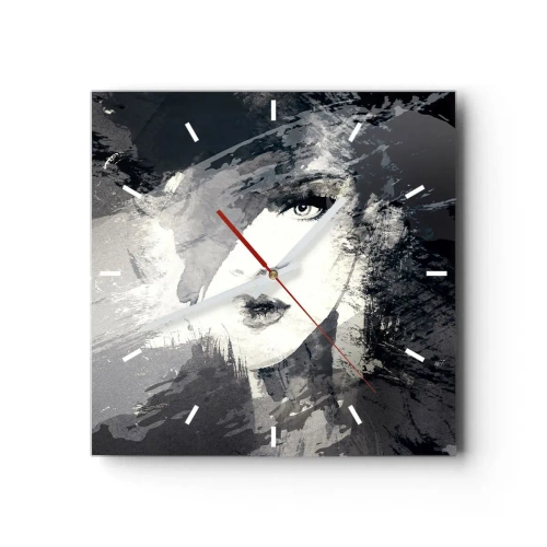 Wall clock - Clock on glass - From Behind Grey Voile - 40x40 cm