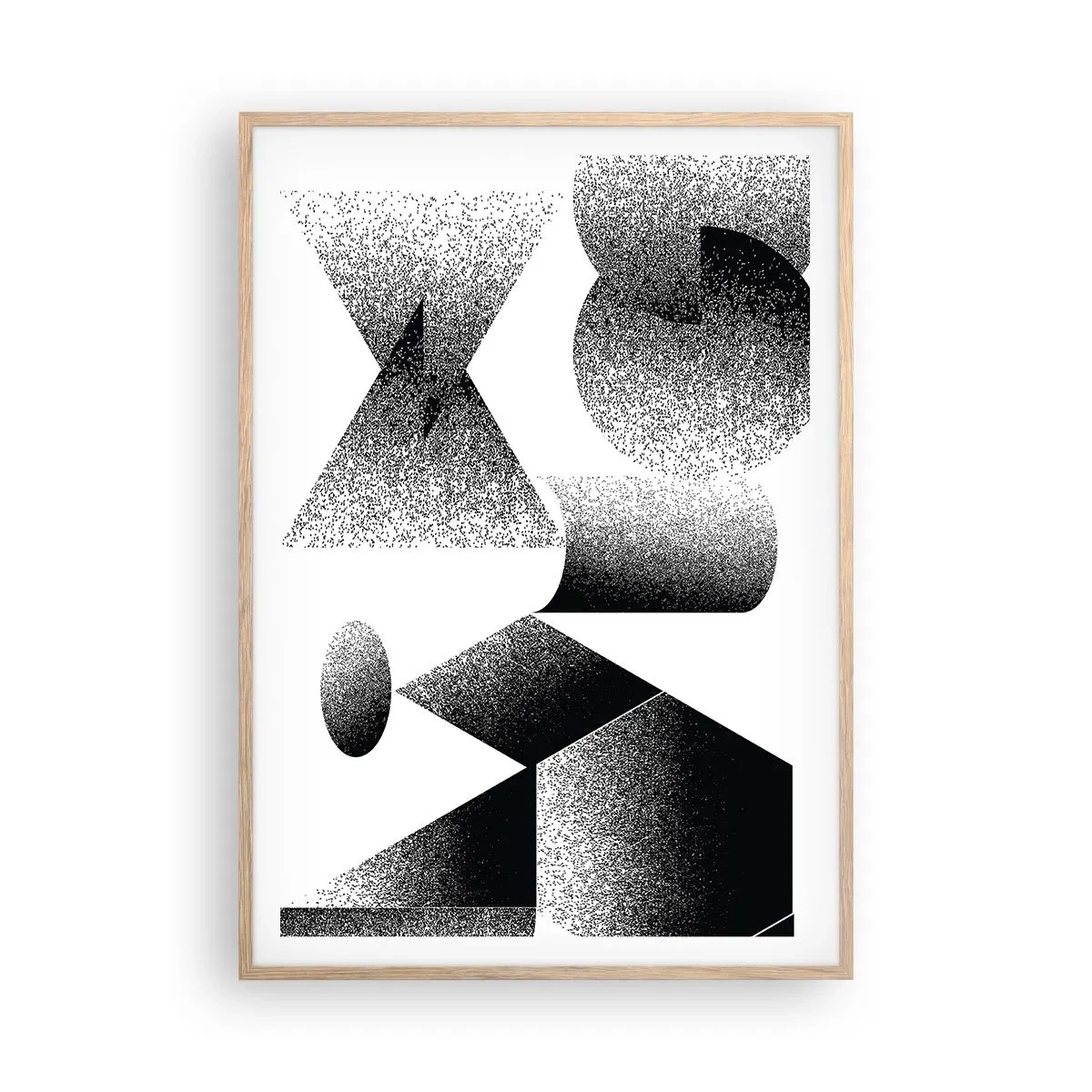 Poster in light oak frame - Angles and Ovals - 70x100 cm