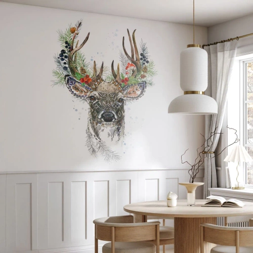 Photo Wallpaper Premium Sand - In Christmas Attire - Abstraction, Deer, Reindeer - 400x280 cm