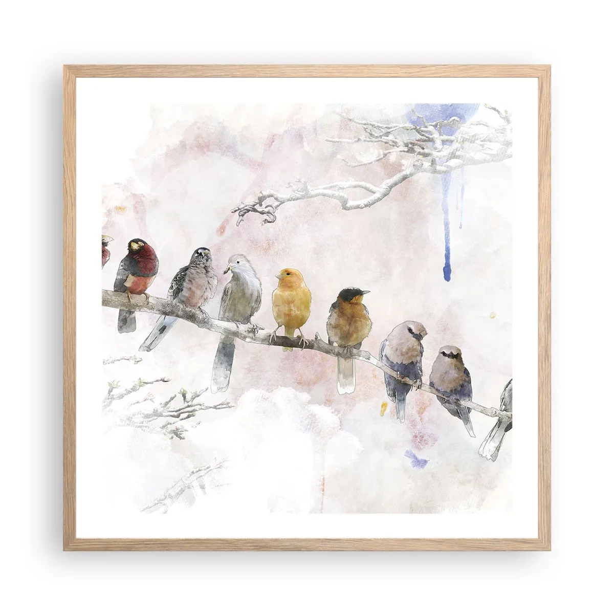 Poster in light oak frame - Winged Encounter - 60x60 cm