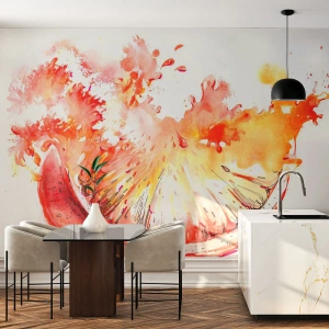Self-Adhesive Photo Wallpaper Deluxe Sticker - Juicy  Refreshment - Abstraction, Orange, Graphics - 500x350 cm