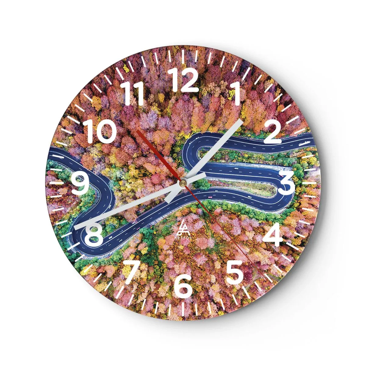 Wall clock - Clock on glass - Winding Path through a Forest - 30x30 cm