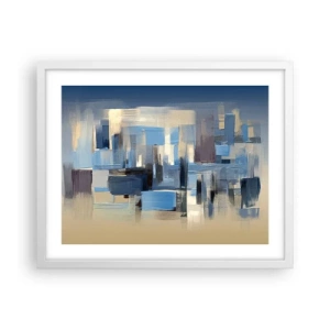 Poster in white frmae - Blue Construction - 50x40 cm