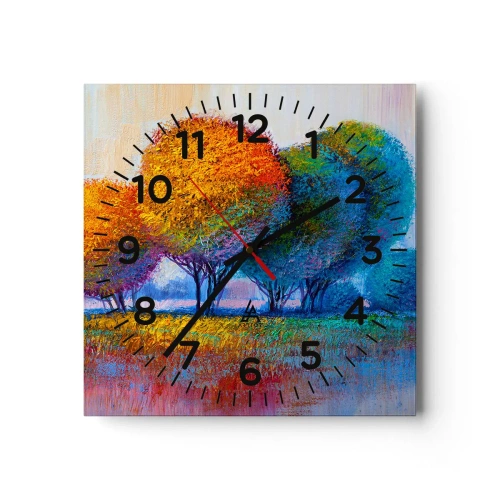 Wall clock - Clock on glass - Cluster of Dashing Colours - 30x30 cm