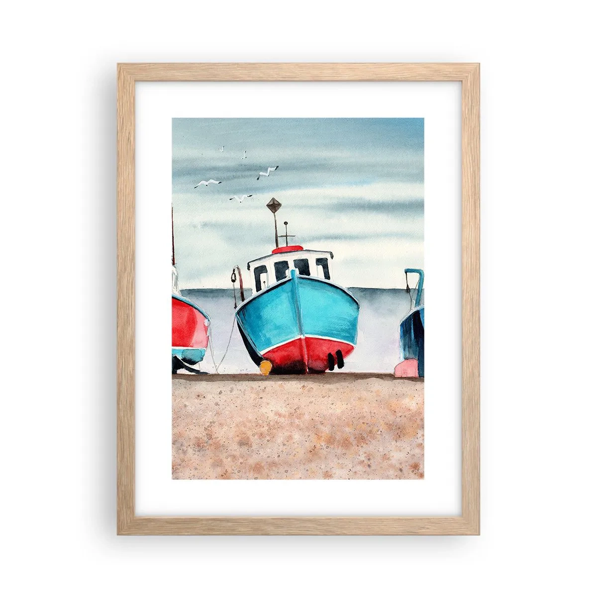 Poster in light oak frame - Ready for Fishing - 30x40 cm