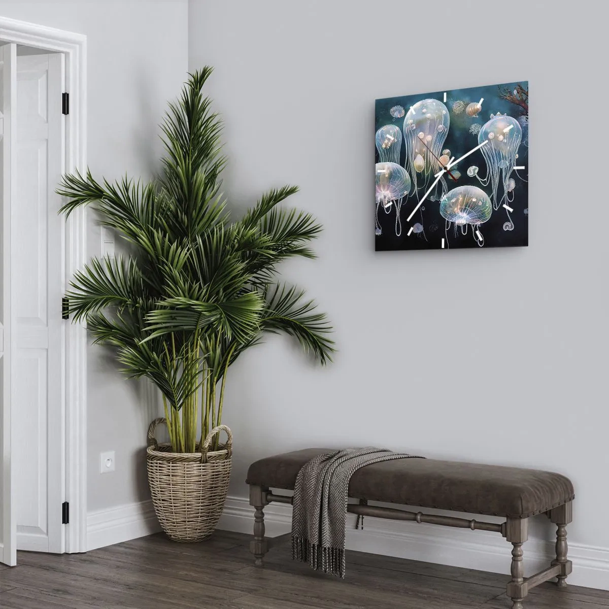 Wall clock - Clock on glass - Underwater Ball - 30x30 cm