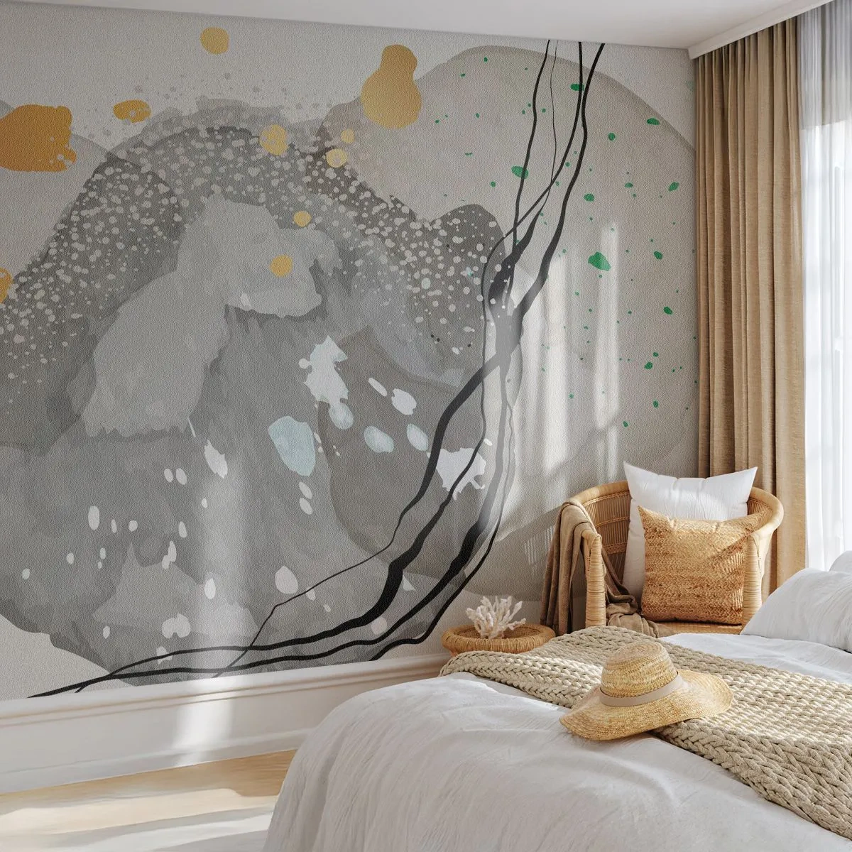 Self-Adhesive Photo Wallpaper Deluxe Sticker - Organic Composition  - Abstraction, Blots, Paint - 500x350 cm