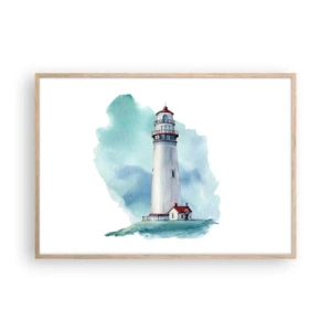 Poster in light oak frame - Gentle Sister of Blue - 100x70 cm