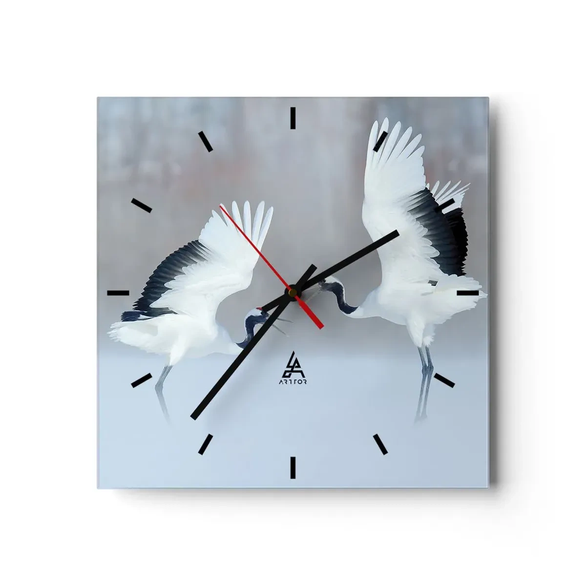 Wall clock - Clock on glass - Dance in the Fog - 30x30 cm
