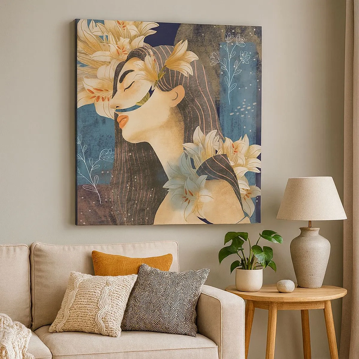 Canvas picture - Tale of a Queen with Lillies - 30x30 cm
