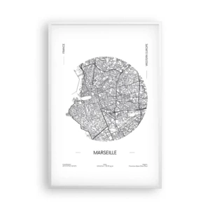 Poster in white frmae - Anatomy of Marseille - 61x91 cm