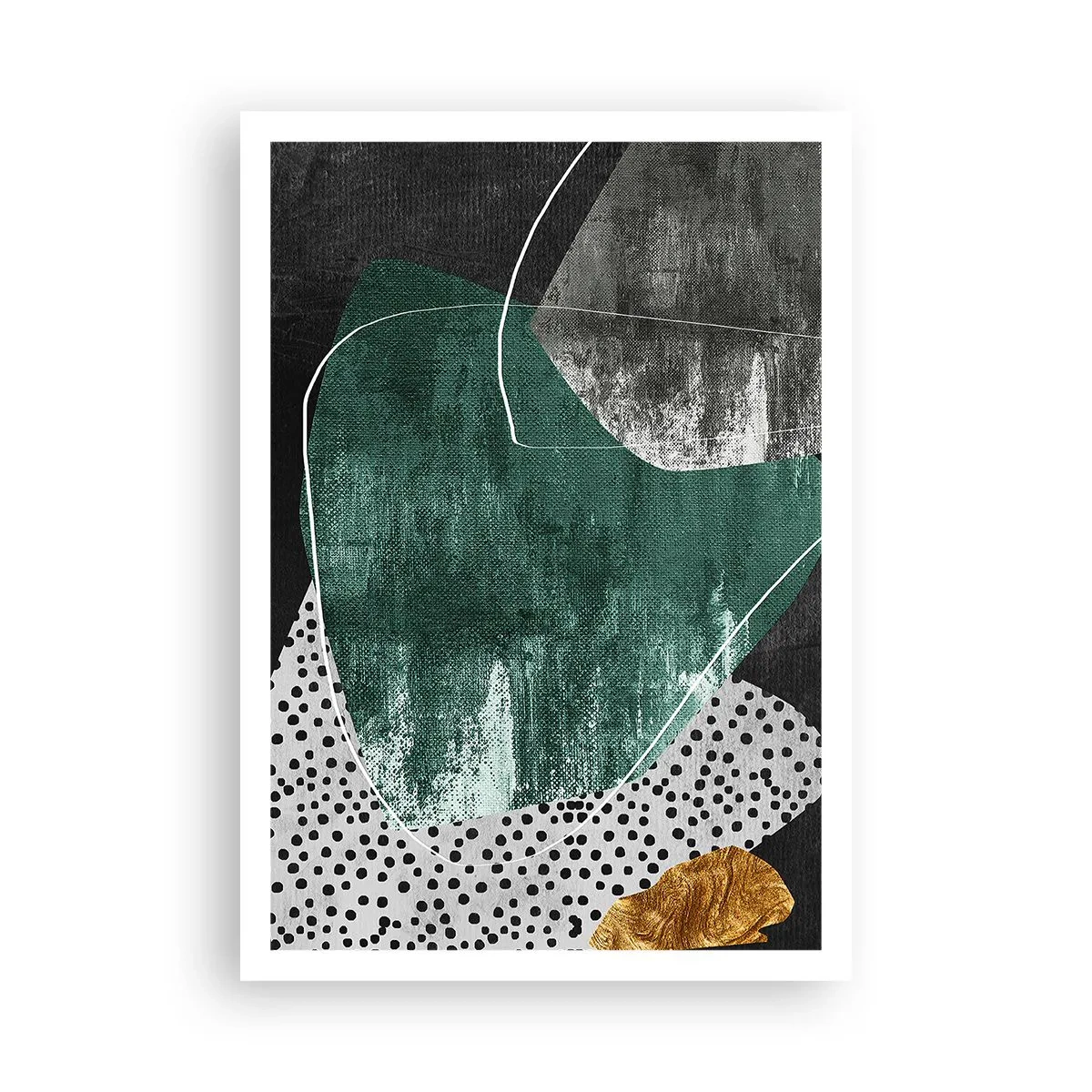 Poster - Colourful Abstract with a Golden Petal - 70x100 cm