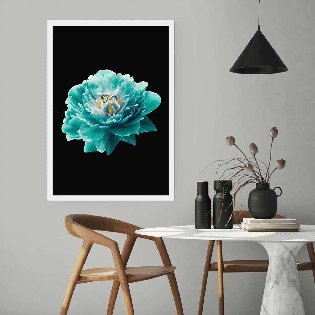 Poster - Blue and Gold Petals - 50x70 cm