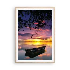 Poster in light oak frame - Serenity of the Lake - 70x100 cm