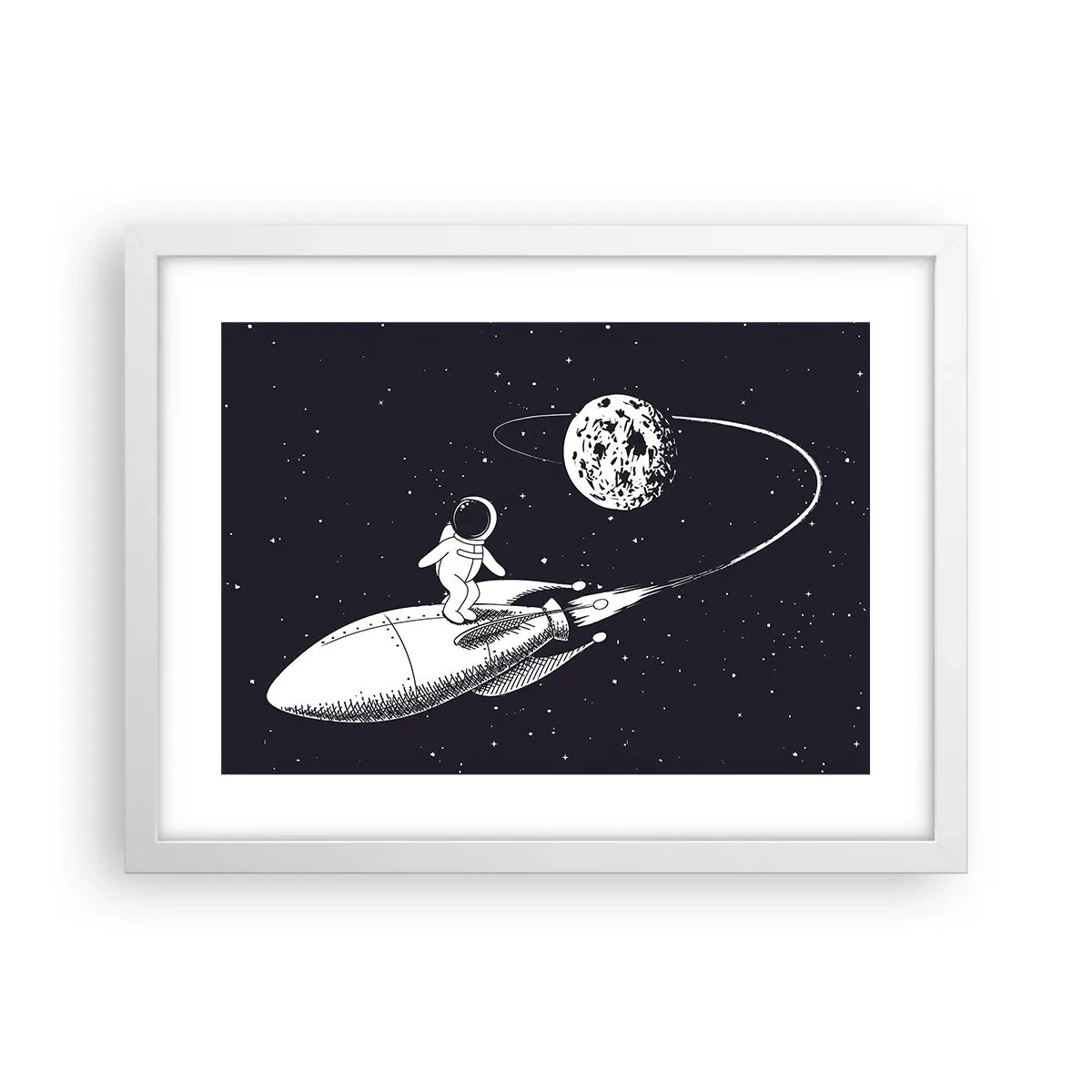 Poster in white frmae - Space Surfer - 40x30 cm