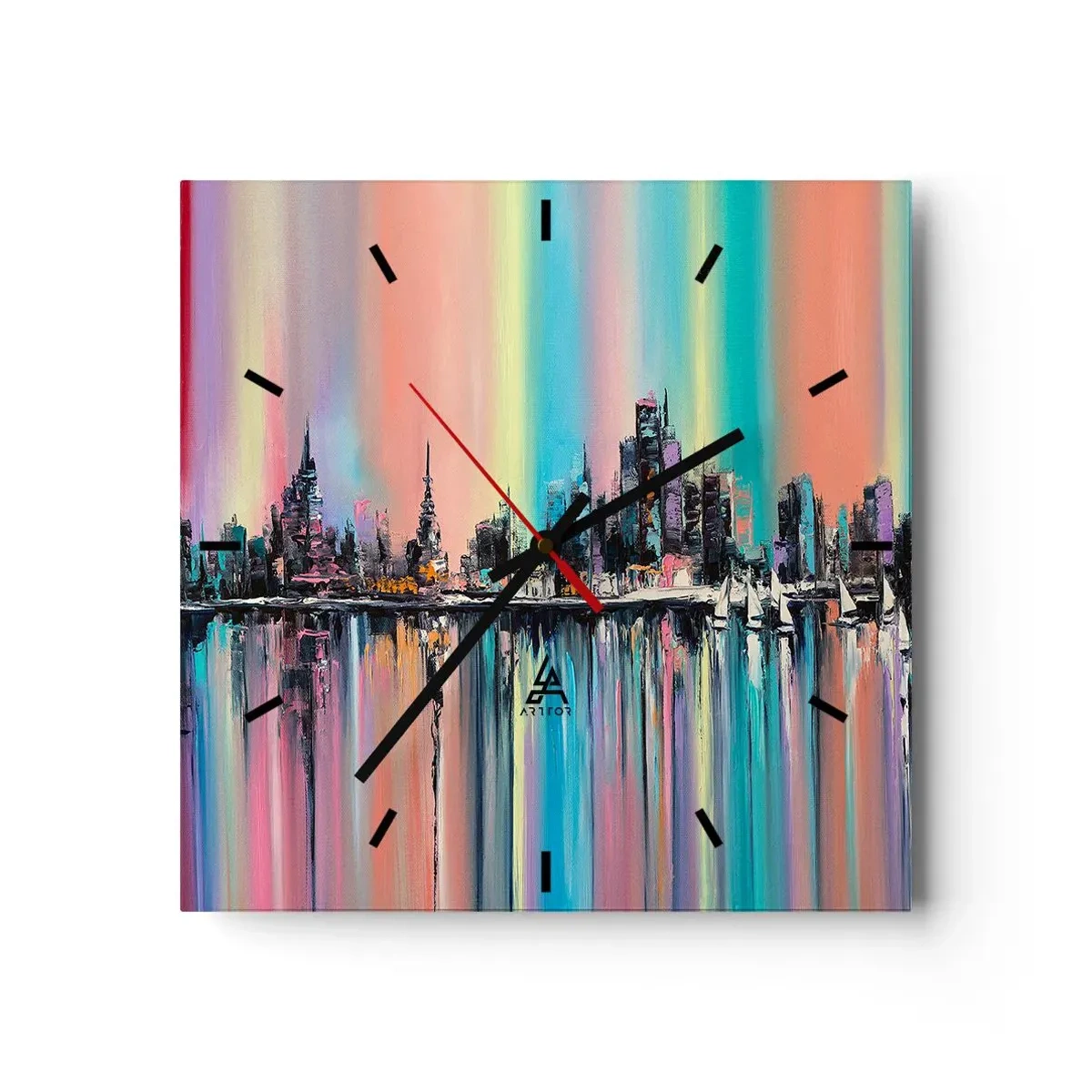 Wall clock - Clock on glass - Run down with Night Lights - 30x30 cm