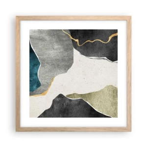 Poster in light oak frame - Mosaic Composition with a Gold Thread - 40x40 cm