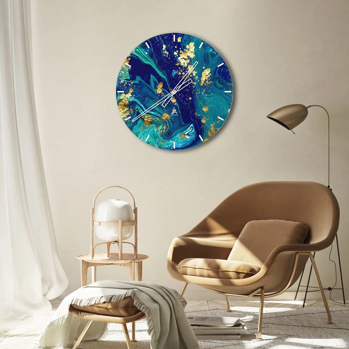 Wall clock - Clock on glass - Sun Flakes - 40x40 cm