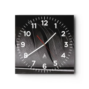 Wall clock - Clock on glass - Feather - Wonderful Constract - 30x30 cm