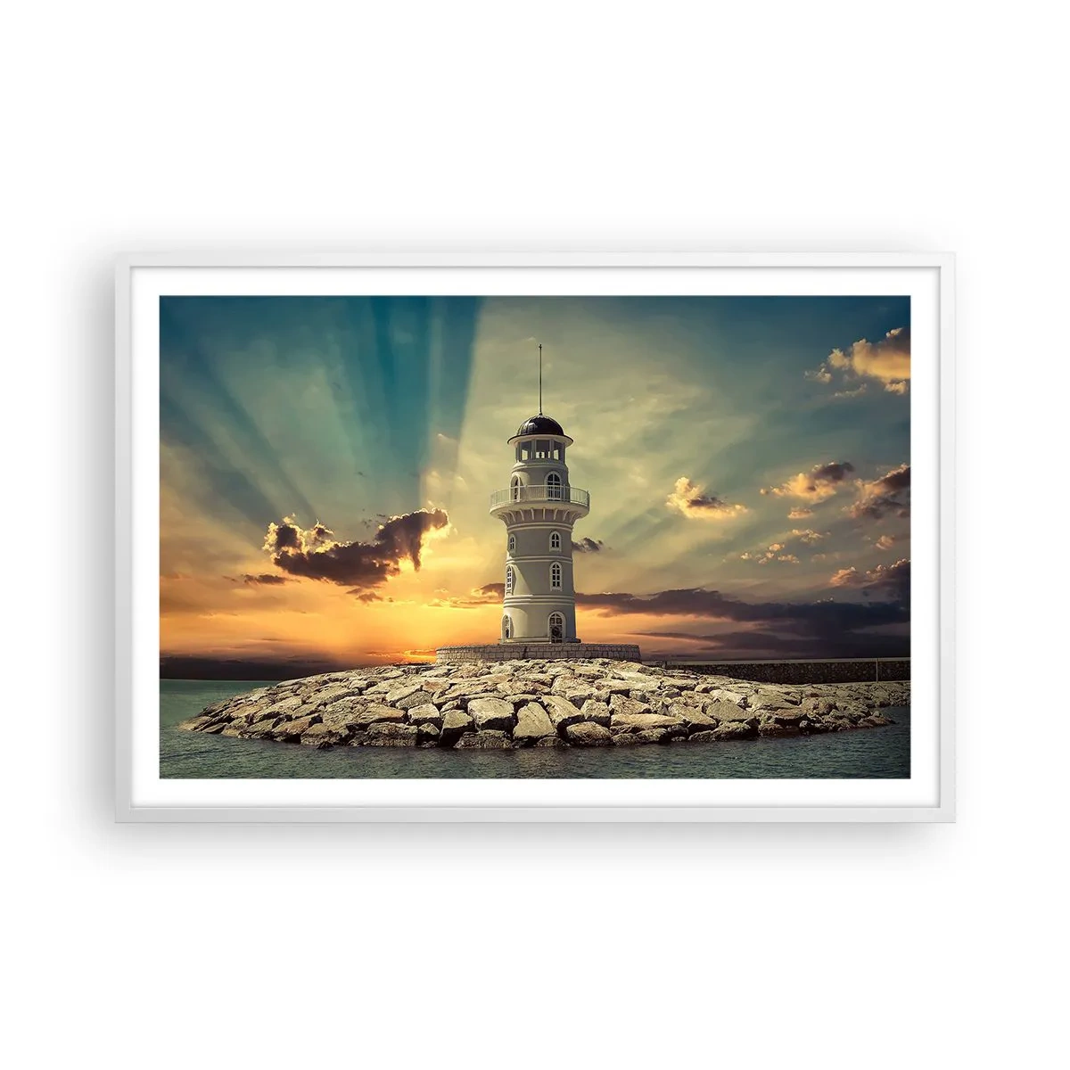 Poster in white frmae - Light, Hope, Beauty - 91x61 cm