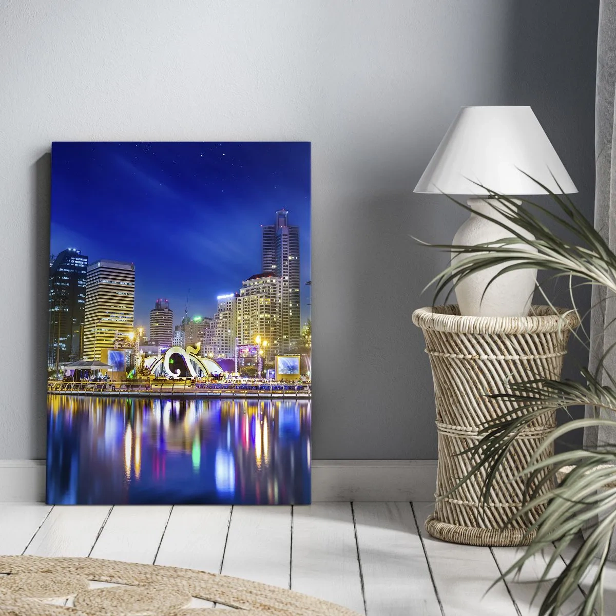 Canvas picture - Rainbow Night of a Metropolis - 55x100 cm
